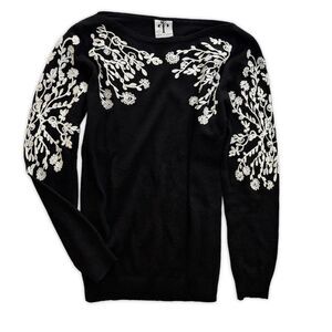 Rain + Rose Black Embroidered Sweater – Size S